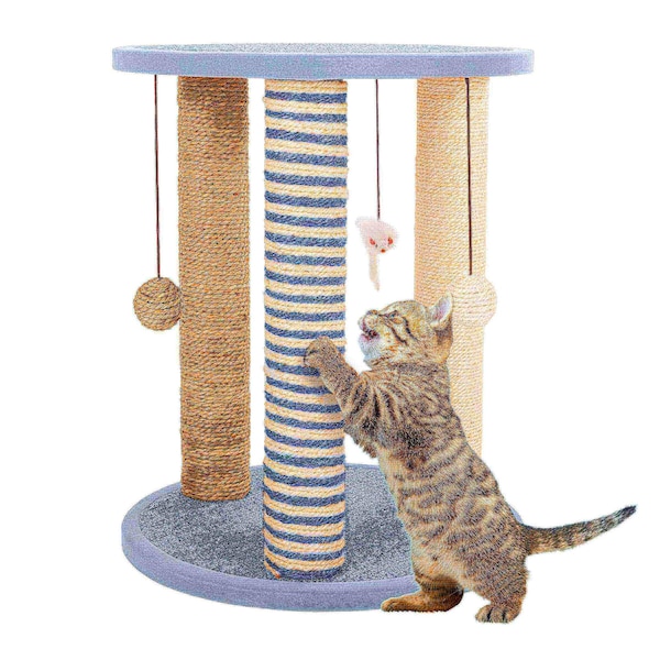 Pet Adobe 19.25-inch Cat Scratching Post with Toys 206455SJS - main